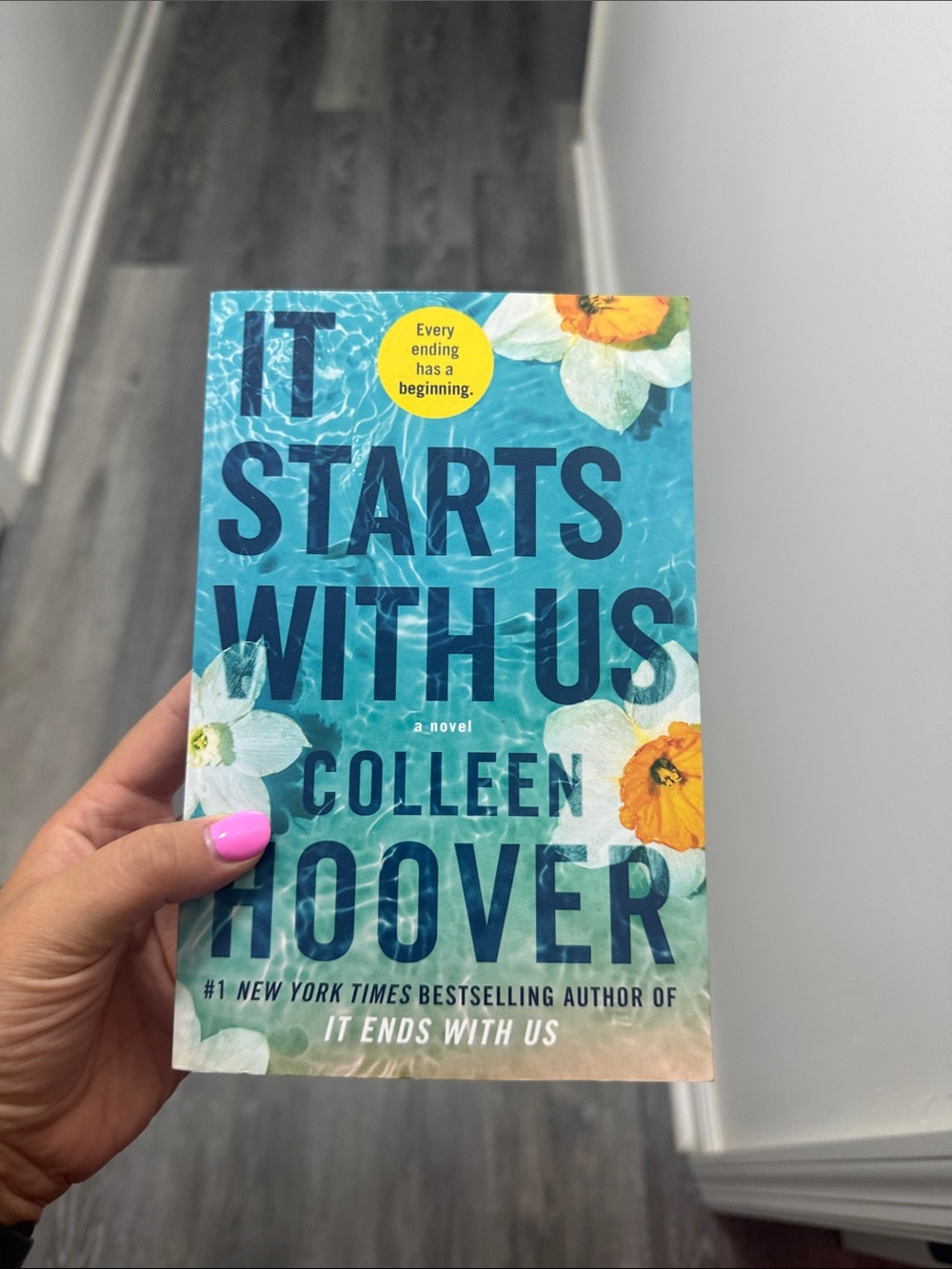 Barnes & Noble Colleen Hoover "It Starts With Us" Aqua Blue Floral Cover